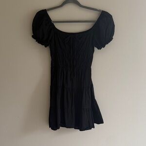 Elegant Black Puff Sleeve Dress